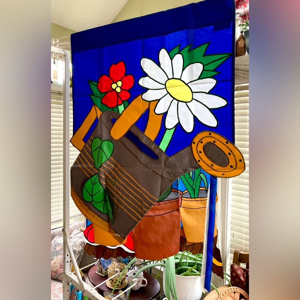 ‘Watering Can’ Appliquéd  Sculpted Banner / Flag (28”x36”)